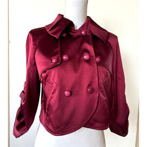 SoCA St John Womens Burgundy Satin Short Jacket Wine Size S Small